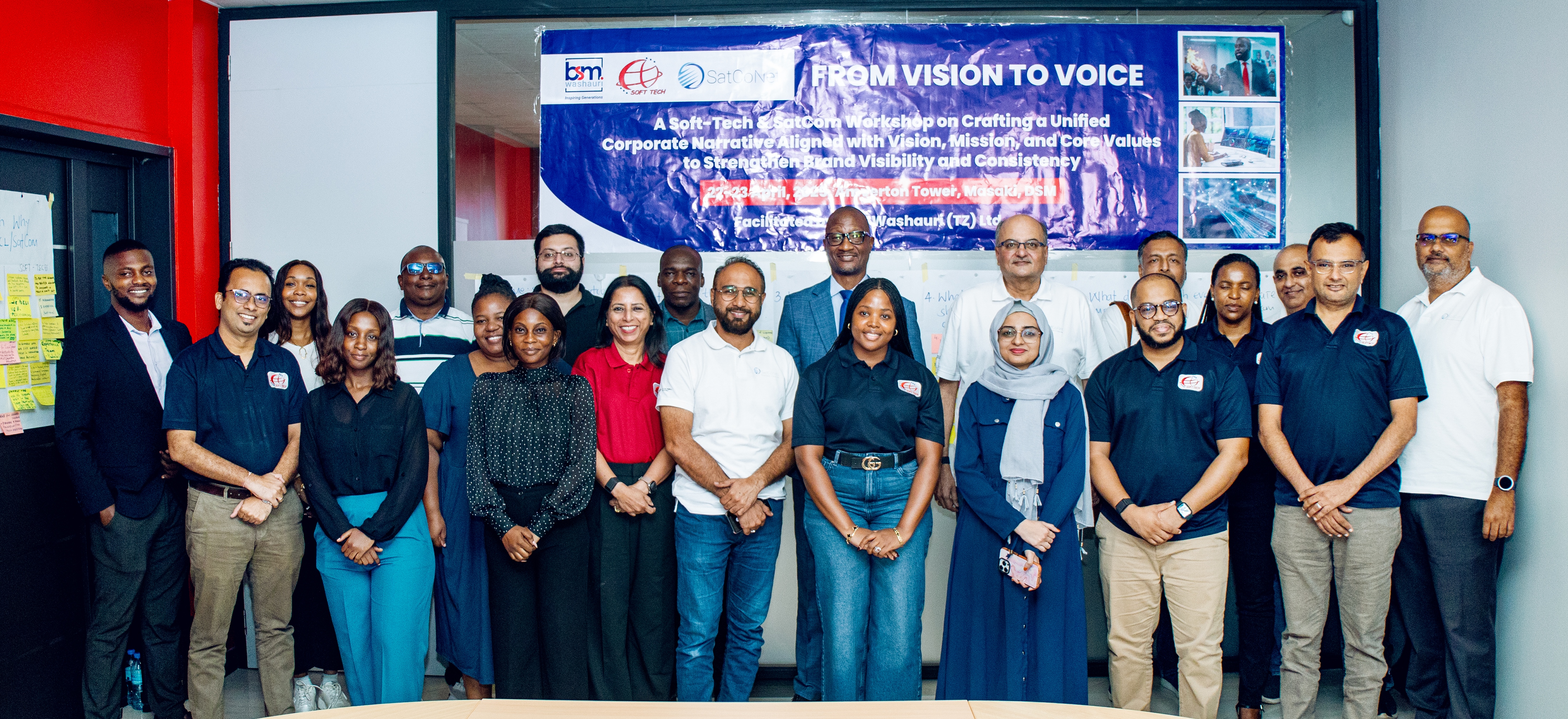 A vibrant mix of minds and talents!  where by participants engage in a collaborative moment during the workshop, Team members from SoftTech Consultants Ltd, Satcom and BSMWASHAURI(TZ) Ltd, came together with energy, ideas, and collaboration-embodying true teamwork and shared purpose. It was a great opportunity to connect, learn from one another, and build stronger professional bonds across organizations.